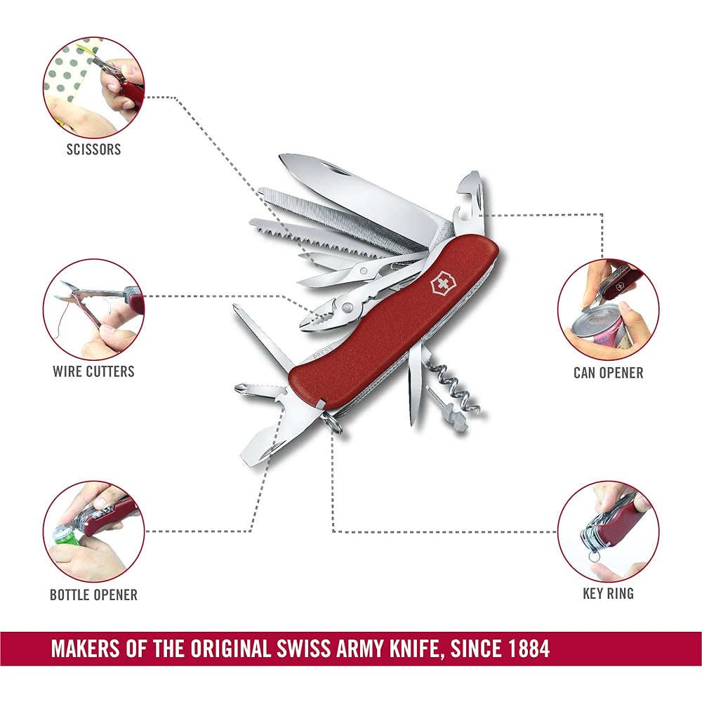 VICTORINOX Work Champ All 2 Types Swiss Army Knife Multifunctional Knife Outdoor Camping Pliers Equipped with Metal Saw with Metal File Swiss Made Multi Tool [Domestic Genuine Product]