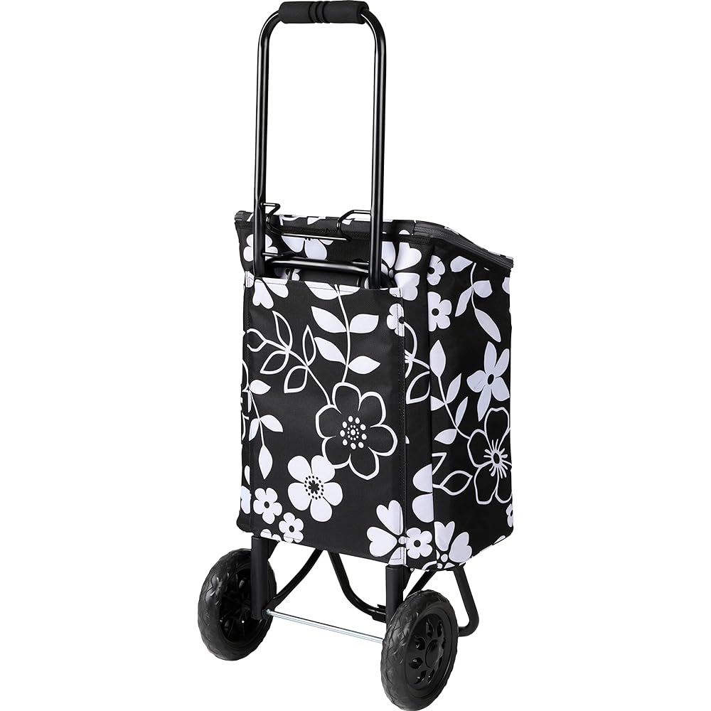 Rep Cocoro Shopping Cart Freddie Bag-in-Bag Cart Black 26L Luggage Hook Floral Pattern Foldable Pocket Storage Cold Insulation Eco Bag Shopping Stylish Cute Simple Convenient Compact Lightweight Camping Sports Day Cherry Blossom Viewing 536612