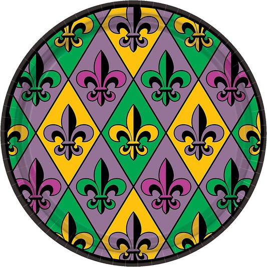 Amscan Fleur De Lis dinner plates 18 ct 9 "