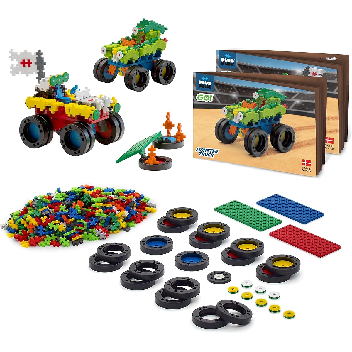 PLUS PLUS - GO! Monster Truck - 600 Pieces - Model Vehicle Building Stem/Steam Toy Interlocking Mini Puzzle Blocks for Kids