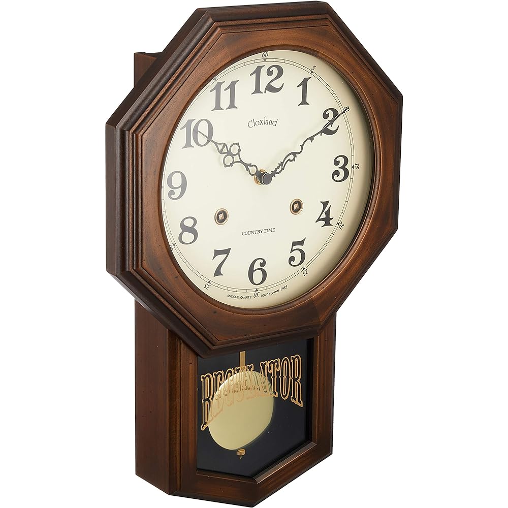 Santel Made in Japan Antique Radio-controlled Pendulum Clock (Octagonal) DQL624 DQL624 Brown