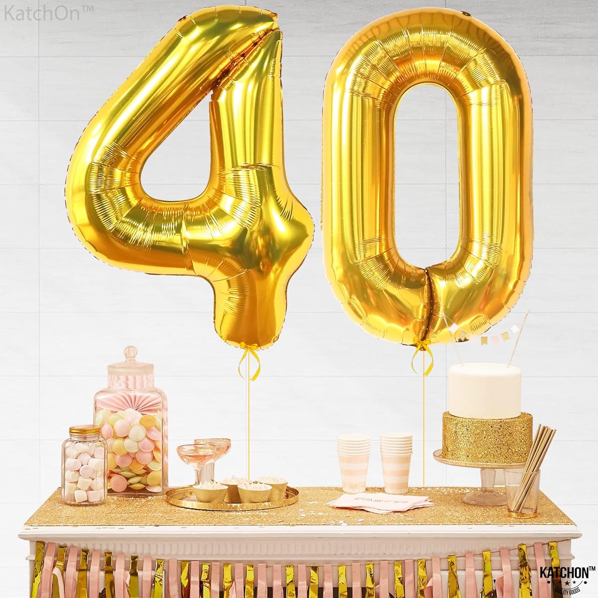 Giant Gold 40th Birthday Balloons - 40 Inch | 40th Birthday Decorations | 40th Birthday Decorations | 40th Birthday Decorations for Men | Metallic Gold 40th Birthday Decorations for Women