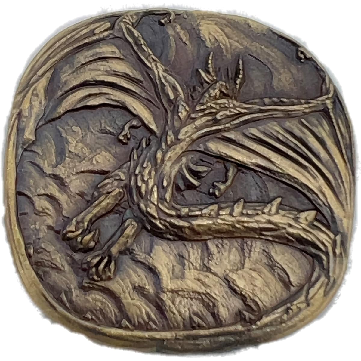 Cryptic Creative Gold Dragon Decision Coin D2 Head Tail - Yes-No RPG LARP