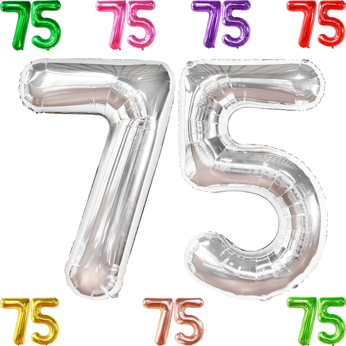 KatchOn Giant Silver Number 75 Balloons - 40 Inch | Number Balloons 75 Birthday Party Decorations | 75th Birthday Balloons for Women | 75th Birthday Decorations for Men