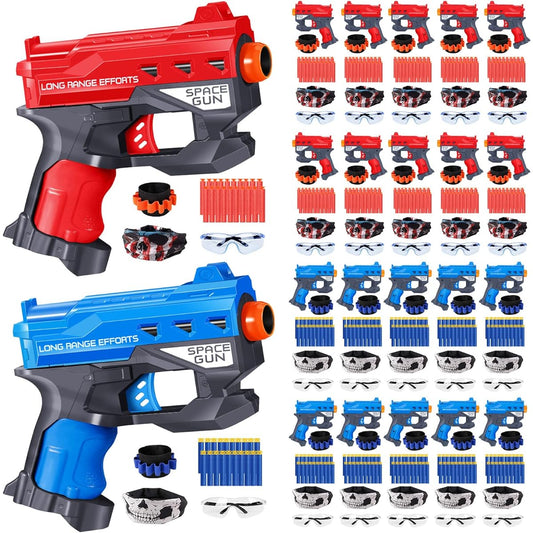 20 Pack Small Gun Set Birthday Party Supplies with Mini Foam Blaster Nerf Gun Party Gun Party Favors with Toy Guns for Kids 3-5 5-7 Bullet Holder Foam Darts Face Mask Safety Glasses