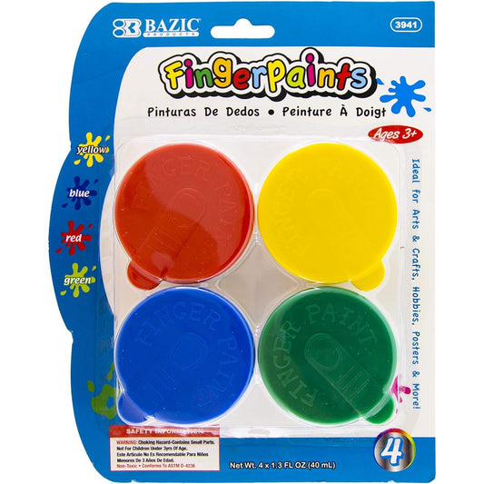 BAZIC Finger Paint Set Assorted Colors 160ml Non-Toxic Painting Fun Art Supplies DIY Crafts Activities for School and Home Ages 3+ 24 Pack