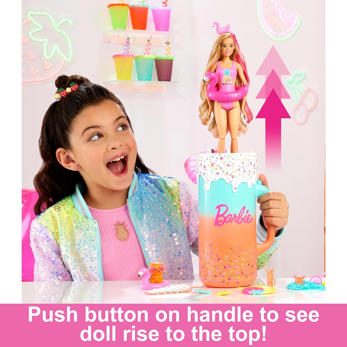 Barbie Pop Reveal Dolls & Accessories Rise & Surprise Fruit Series Gift Set with Scented Dolls, Squishy Toys, Scented Pets, Color Changing, Moldable Sand and More - 15+ Surprises