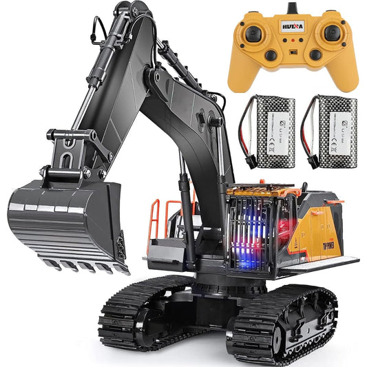 Construction Vehicle, Power Shovel, Radio Controlled, 22CH 2.4GHz Wireless, 360/680 Degree Rotation, 1:14 RC Shovel Bed, Sandpit Play, Toddlers, Children, Boys, Christmas, Birthday Present [Includes 2 Rechargeable Batteries] (Excavator Car radio control)