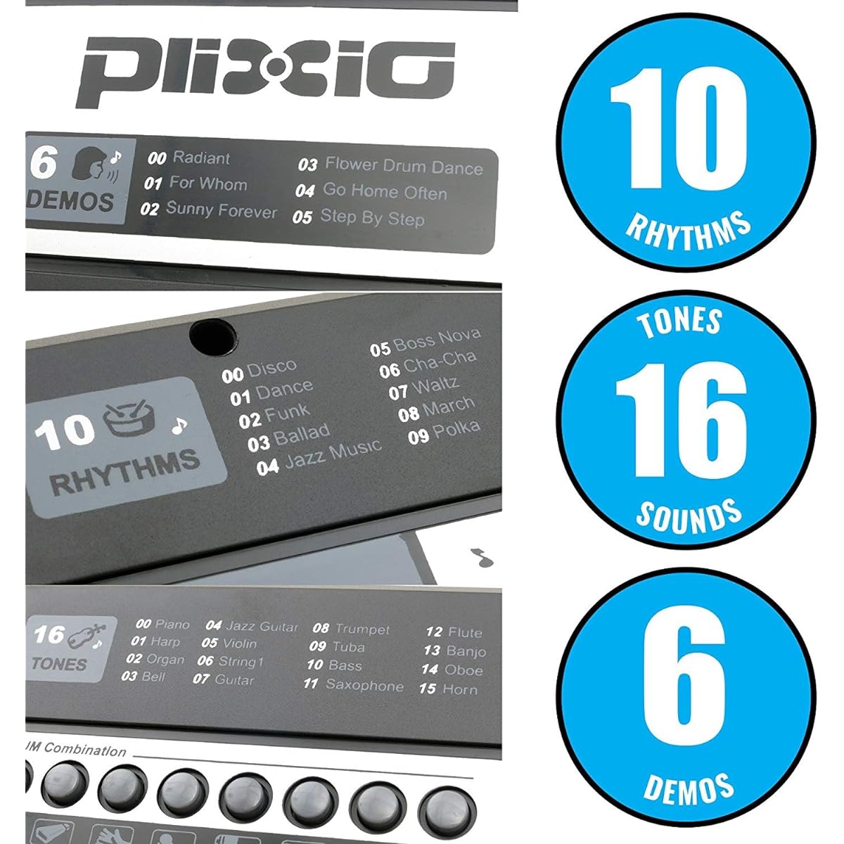 [Plixio] [61-Key Medium-Sized Electric Piano Keyboard with Electronic Music Lesson Mode and Adapter (& A)] (Parallel Import)