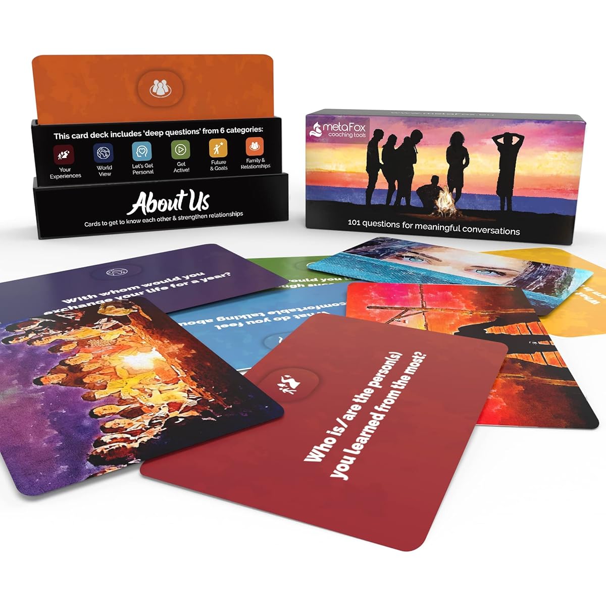 metaFox About Us Conversation Starter Cards - 101 Questions Game to Get to Know People