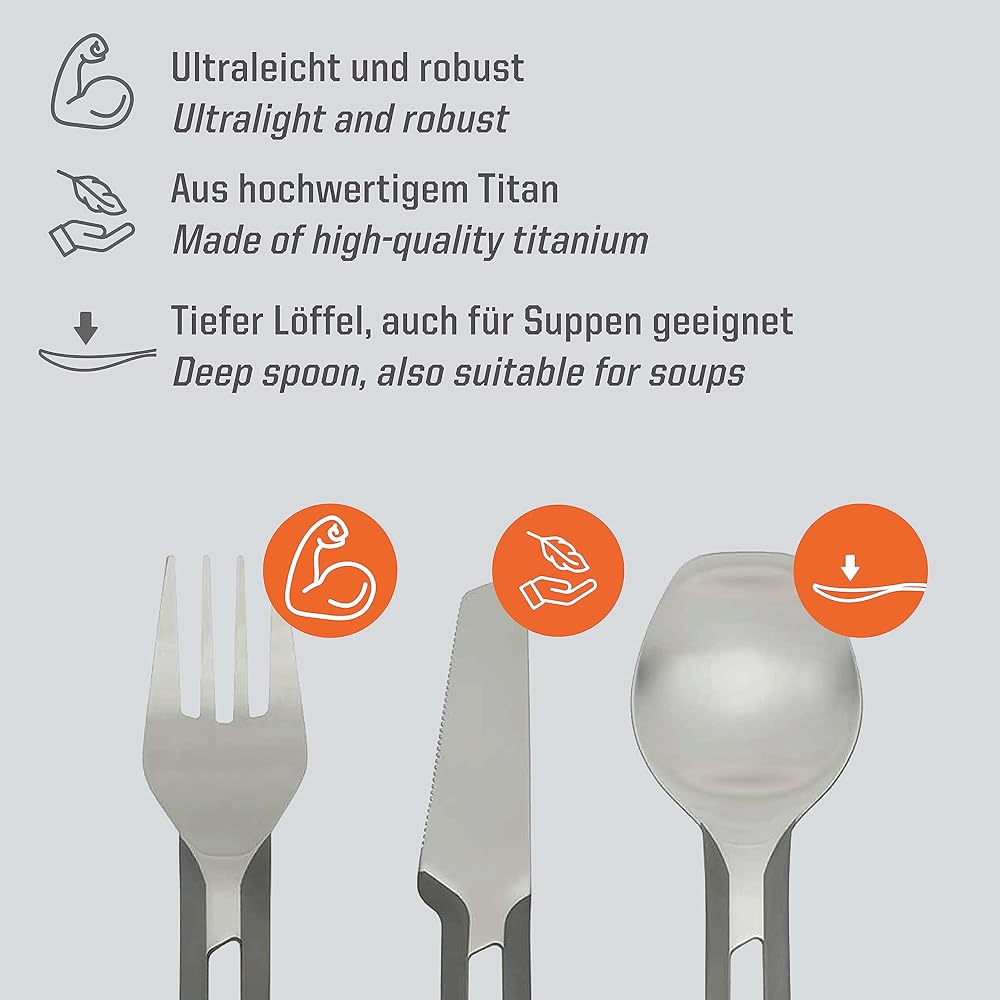 Esbit Outdoor Camping Titanium Cutlery Set (Spoon Knife Fork) ESTC4TI000