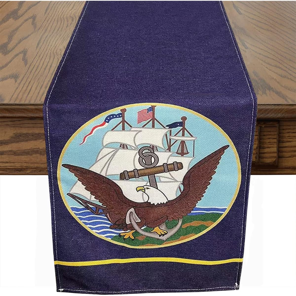 US Navy Table Runner Patriotic Military Independence Day Veterans Day Military US Navy Theme Tablecloth Kitchen Dining Table Linen for Indoor Outdoor Home Party Decoration 13 x 72 inches