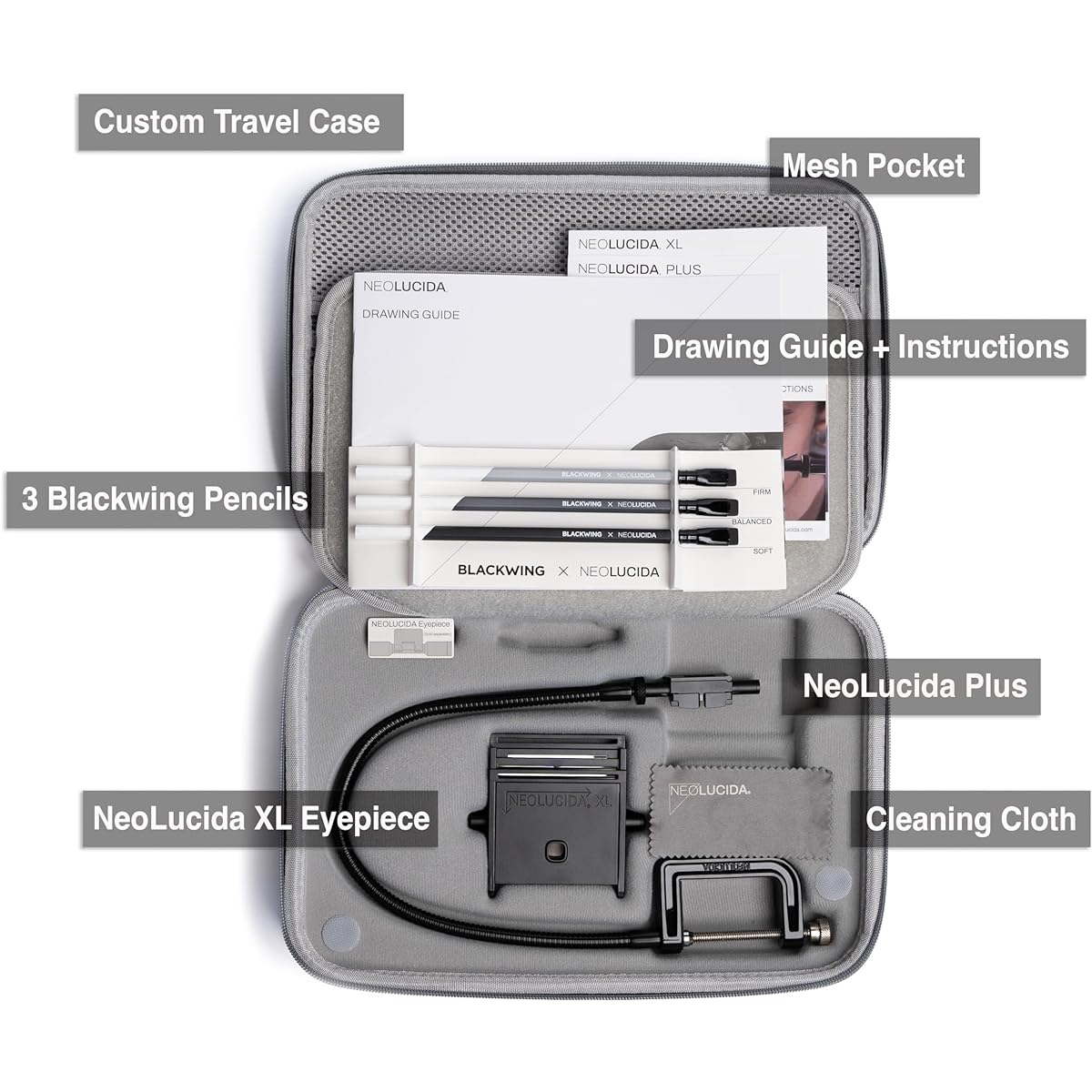 NeoLucida Deluxe Kit - A modern camera lucida drawing tool kit.