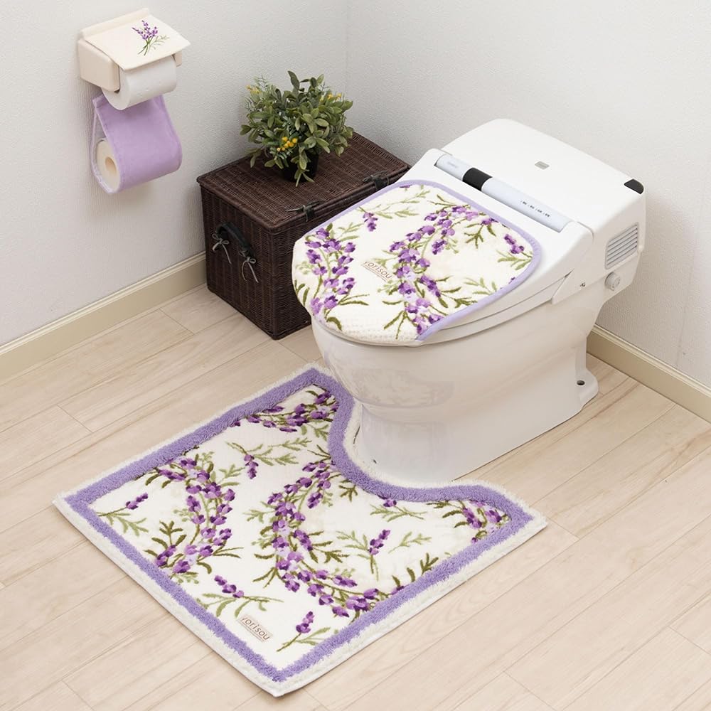 Senko S.D.S Lavender Ear Long Toilet Mat Approx. 95 x 65 cm Purple Floral Pattern Antibacterial Odor Resistant Made in Japan 32688