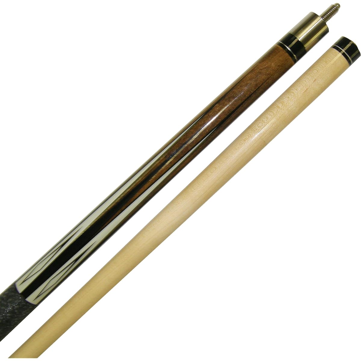 58" Brown Black 2 pce Hardwood Maple Pool Cue Billiard Stick w/ Steel Joints