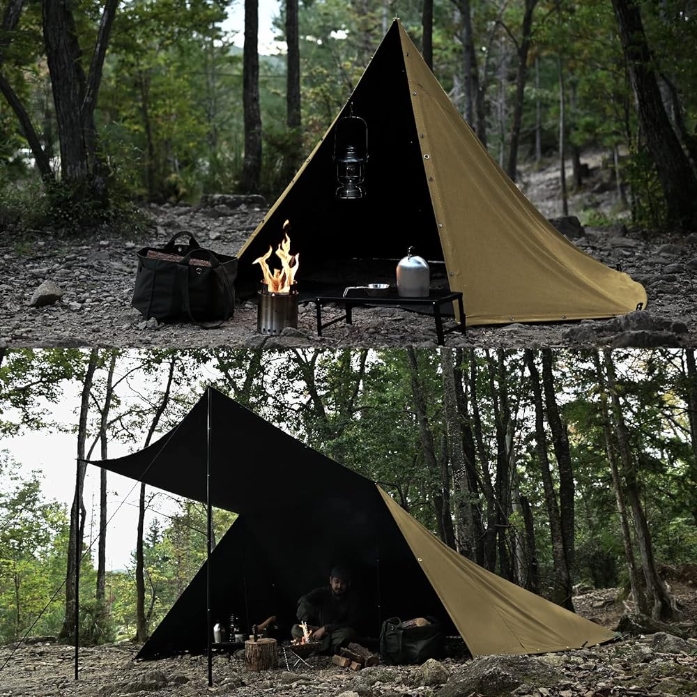 [Out of print] asobito Bonfire Gunmaku Various colors Flame retardant Water repellent 100% natural cotton material Tarp Tent Connectable Bonfire Bushcraft Camping Outdoor [Natural materials x Flame retardant x Water repellent]
