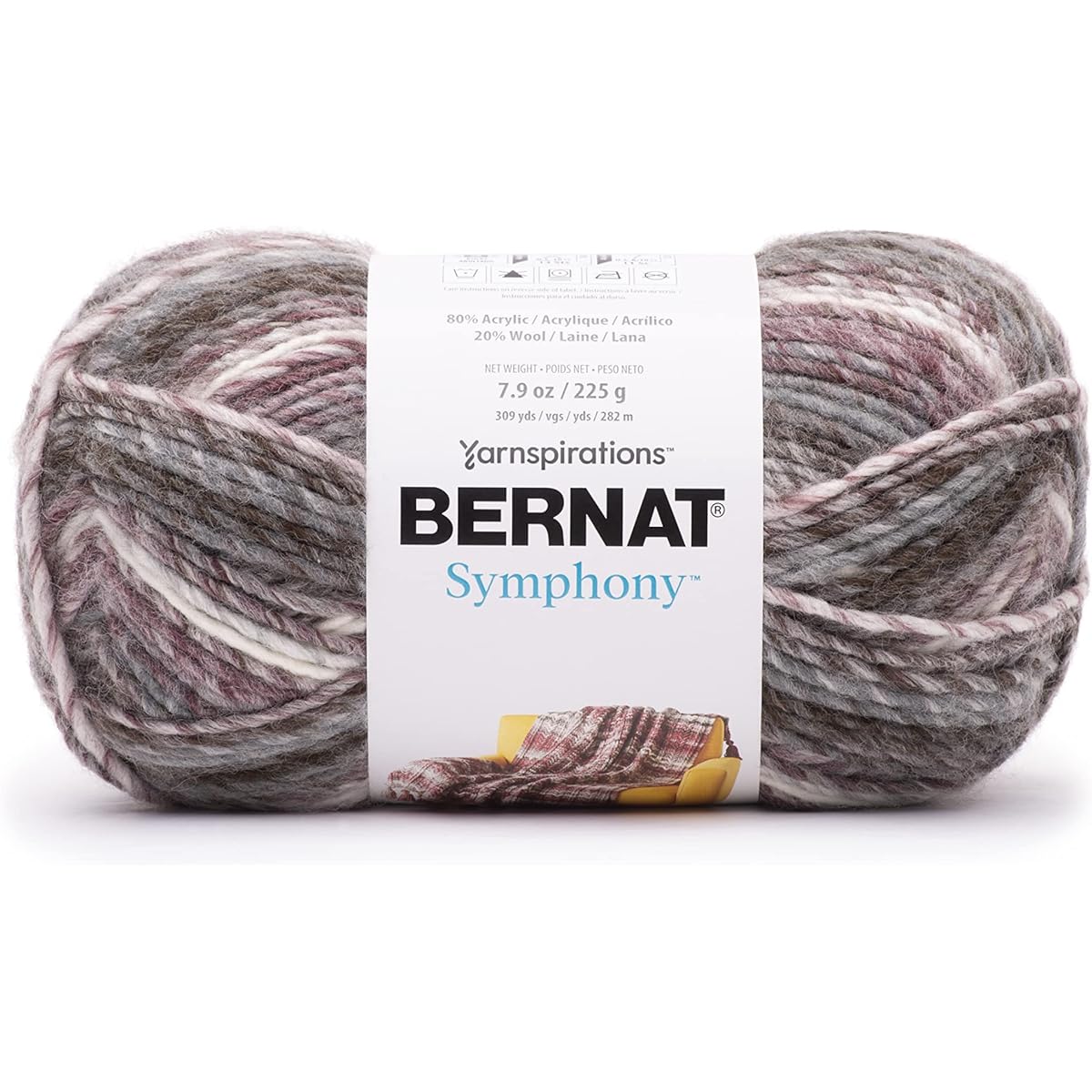 Bernat Symphony Pebbles Yarn - 2 Pack 225g/8oz - Nylon - 5 Bulky - 309 Yards - Knitting/Crochet