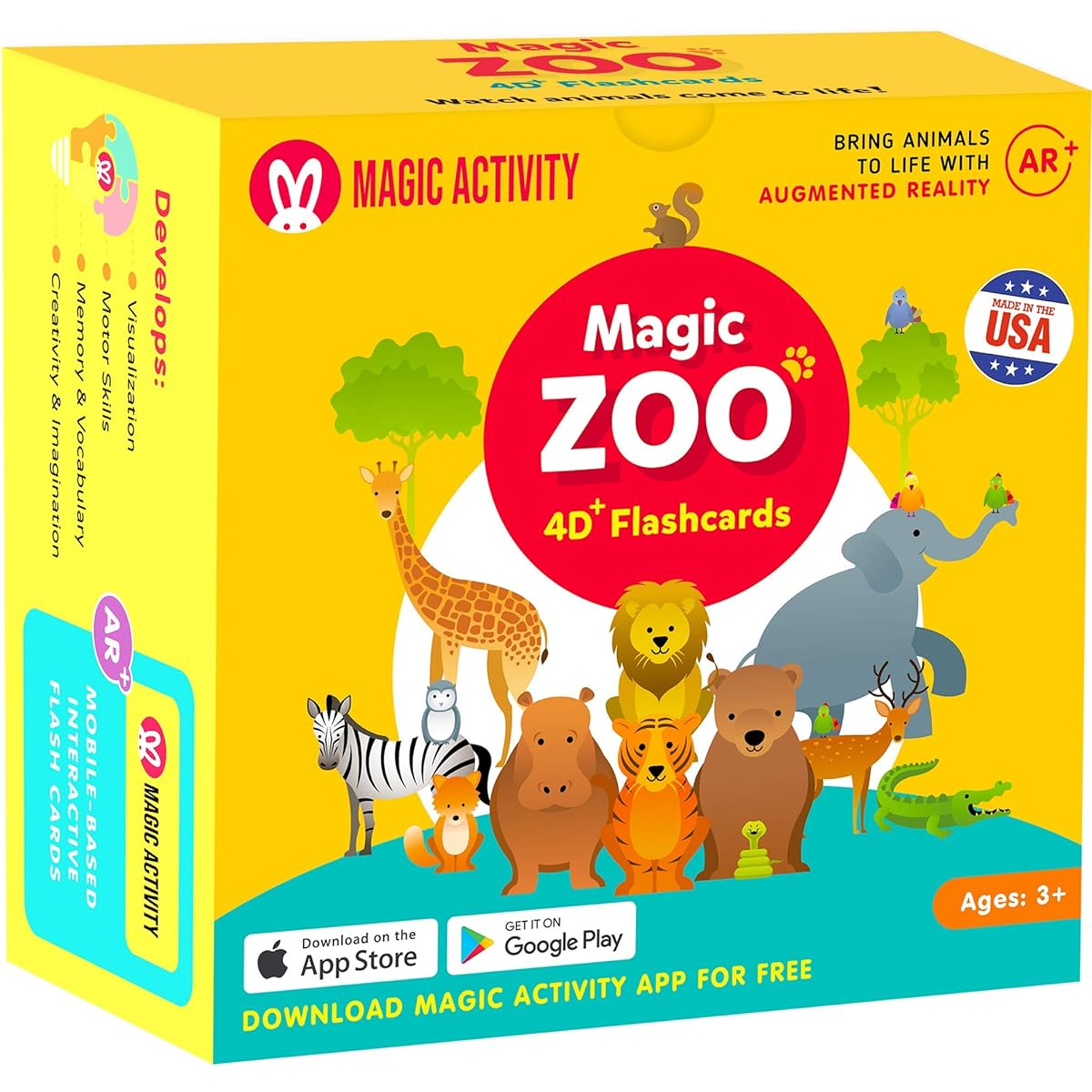 Magic Zoo – 4D Flashcards for Kids: Animal Come Alive (See Them Walk, Talk, Run & Eat) Augmented Reality – 26 Interactive Learning Flashcards (AR App Included)