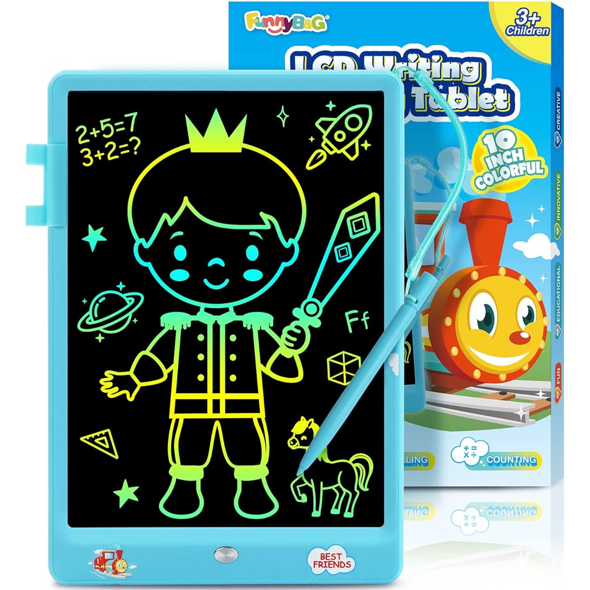 FUNNYB&G LCD Writing Tablet for Girls and Boys - Drawing Pad Tablet for Kids 10 Inch Drawing Tablet Toddler Toys Erasable Doodle Board Kids Toys for 3-8 Years Old Kids (Blue)