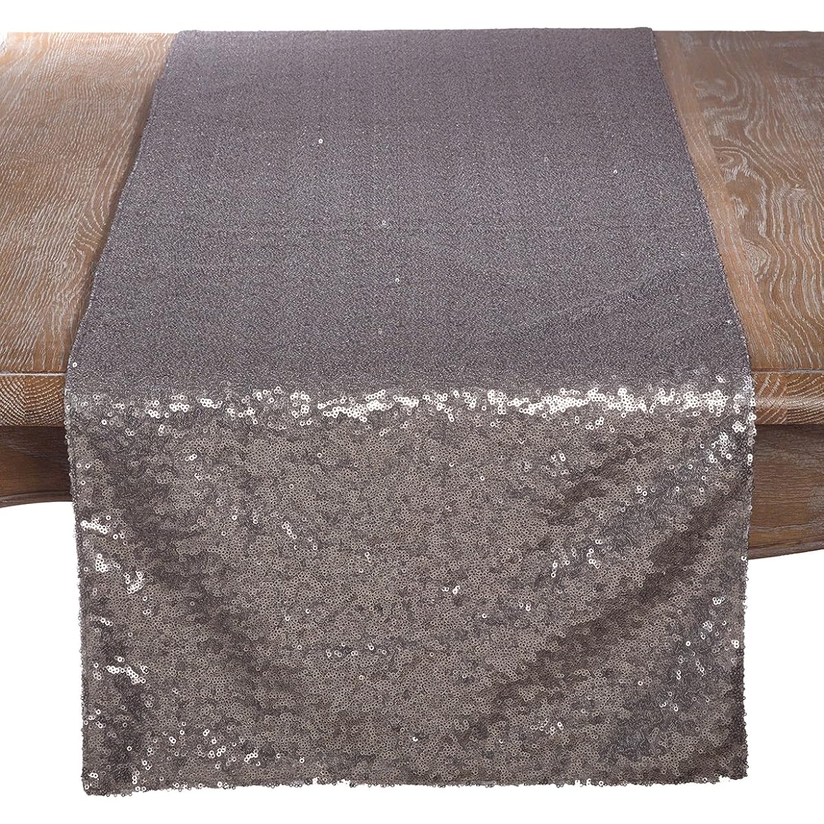 SARO LIFESTYLE 1963.PW1672B Pewter Sequin Table Runner 16" x 72" Rectangle