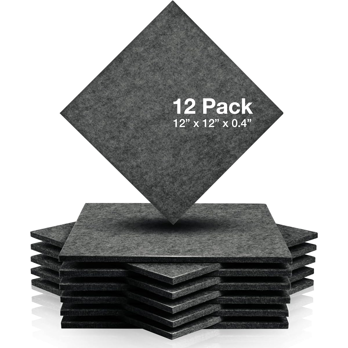 Fstop Labs 12 Pack Set Acoustic Panels for Home & Office, 12 x 12 x 0.4 Inch Dark Gray Acoustic Soundproofing Insulation Panel Tiles, Acoustic Treatment