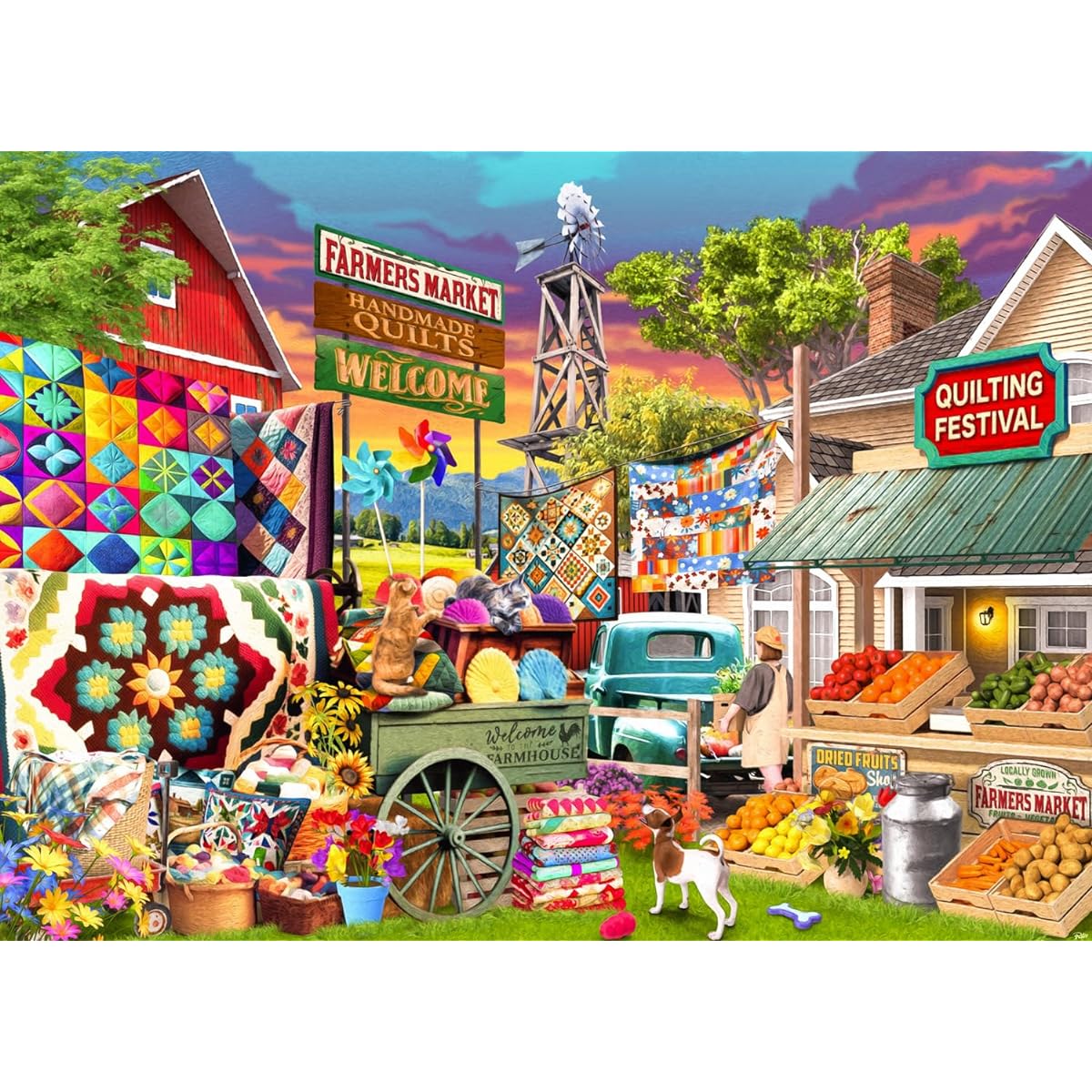 Vermont Christmas Company Quilting Festival Jigsaw Puzzle 1000 Pieces - Colorful Puzzle for Adults - Random Shapes and Fully Interlocking Pieces