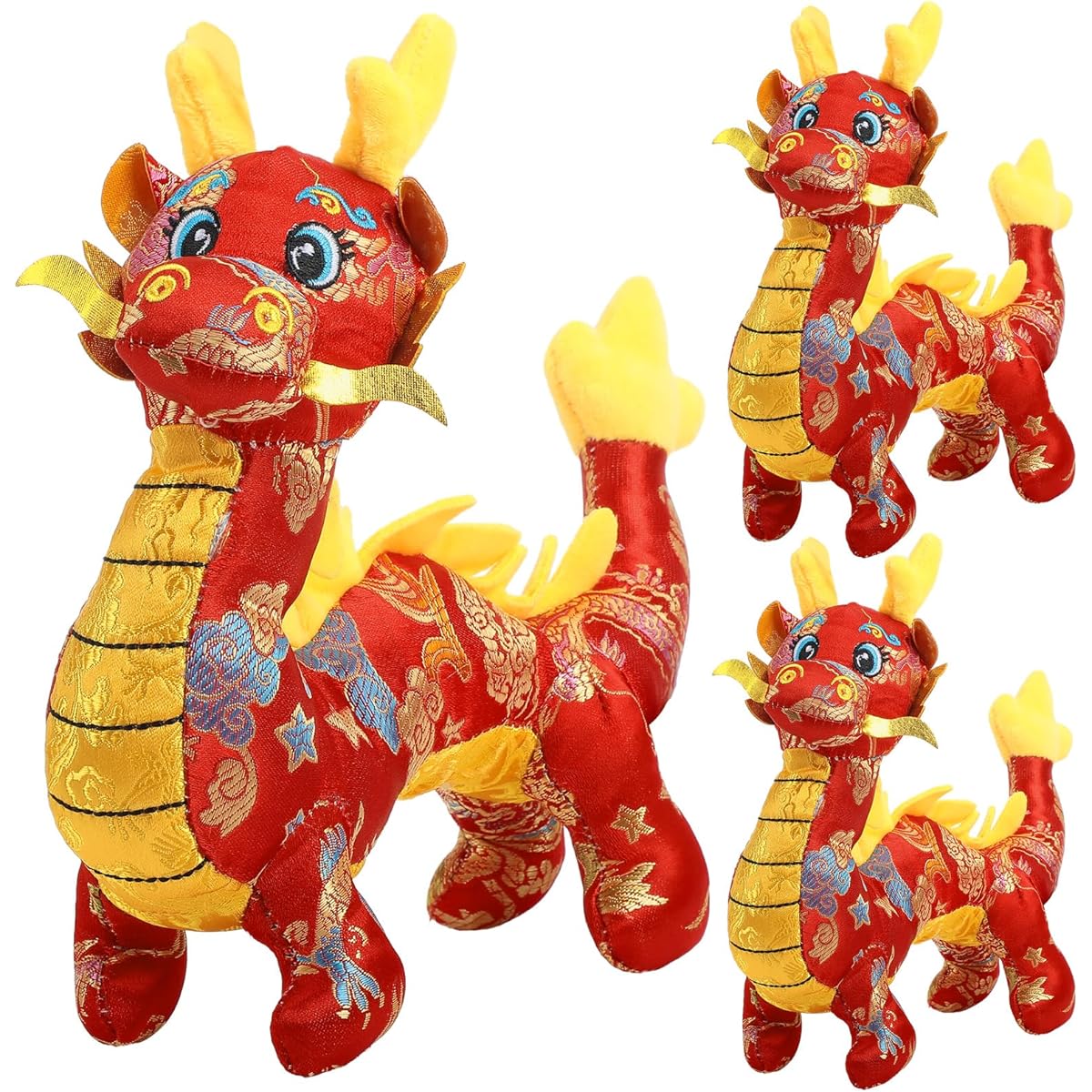 Syhood 3 Pack Chinese Dragon Plush Mascot Dragon Stuffed Toy 11 Inch 2024 Chinese New Year Zodiac Dragon Stuffed Animal Chinese New Year Gift Home Decoration Spring Festival Ornaments (Red)