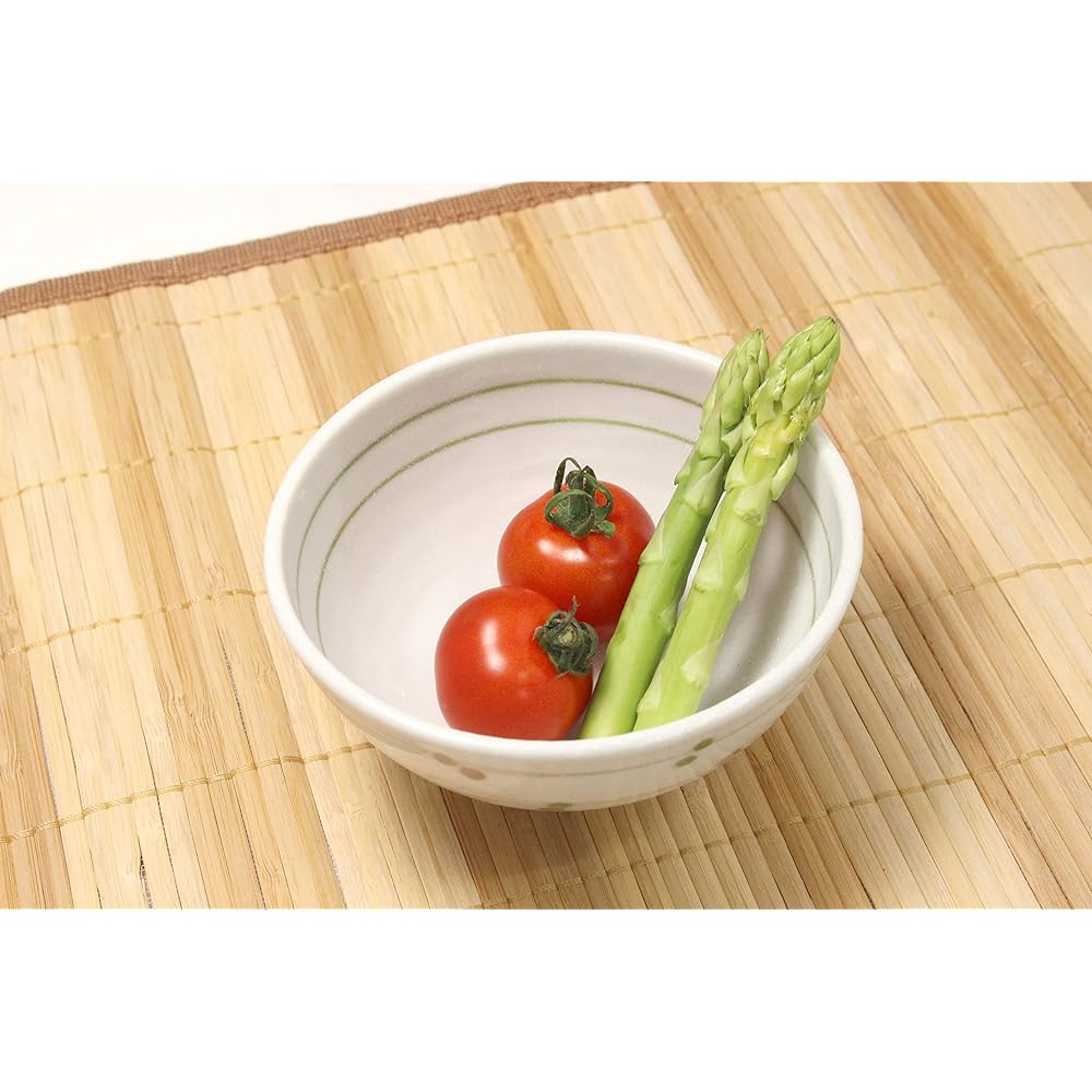 Castle Enterprise New [Commercial Set] Diet Lightweight Tea Bowl Nakahira Series Clear Stream Polka Dots Green Set of 10