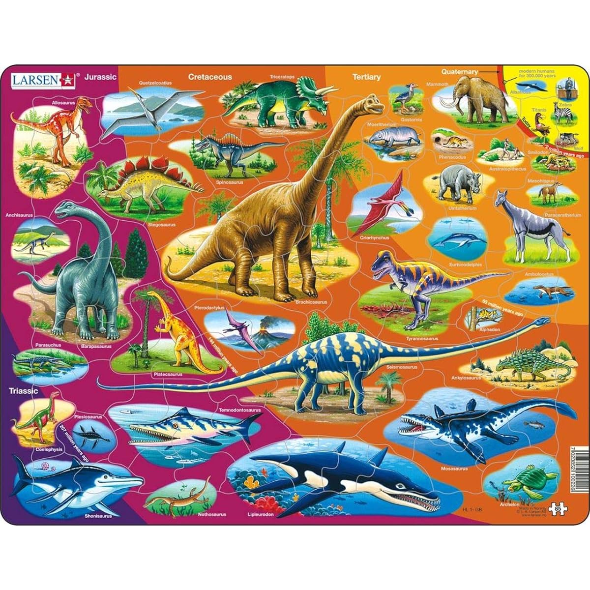 Larsen Puzzles Natural History Children's Educational Jigsaw Puzzle - 85 Piece Tray & Frame Style Puzzle - Luxury Handmade Puzzle - Imported from Norway