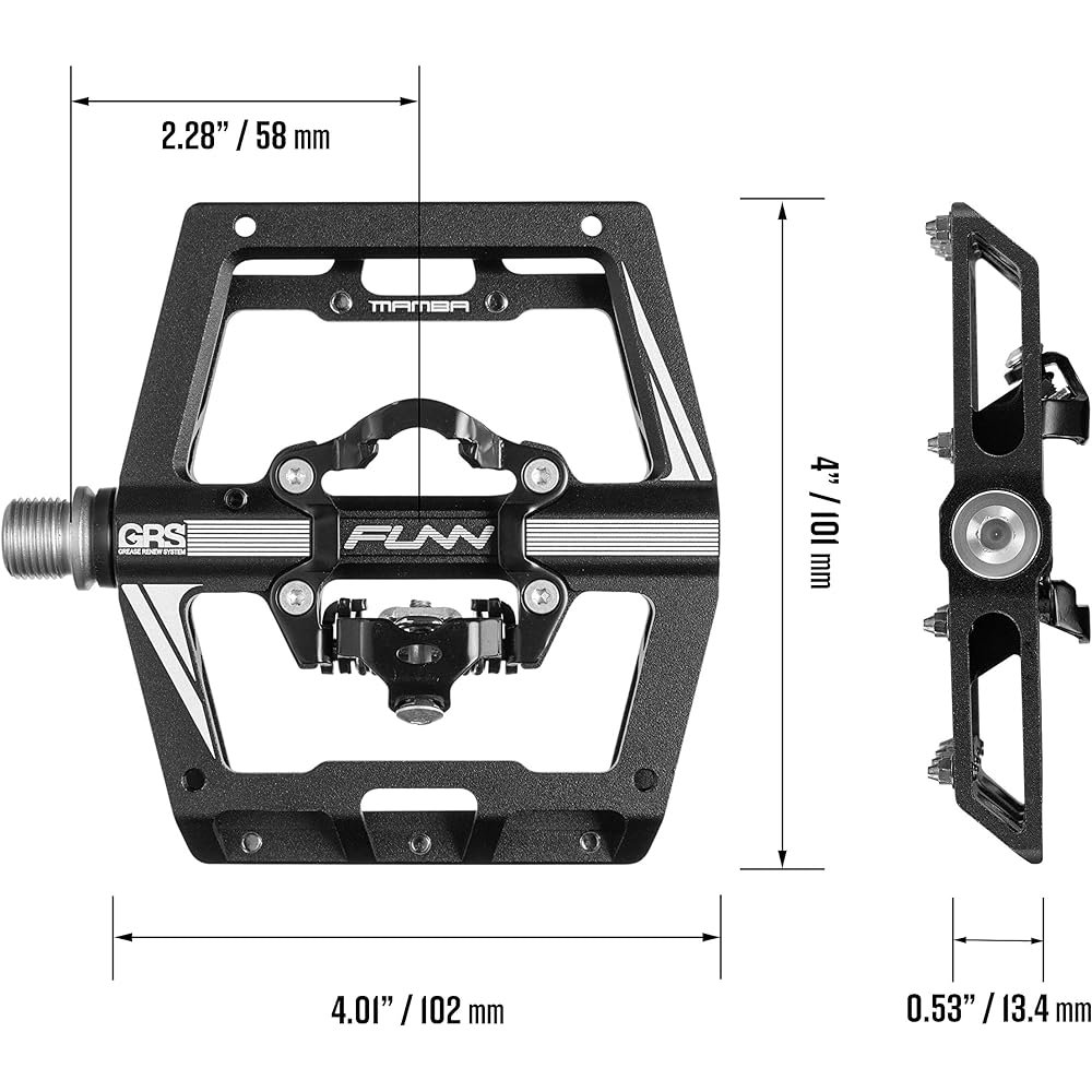 Funn Mamba Binding Pedal - Single Side SPD Compatible Mountain Bike Pedals - Single Side Flat Pedals - Suitable for Mountain Bikes, BMX Bicycles, Gravel Bicycles, Bicycle Pedals, 9/16" Steel Axle
