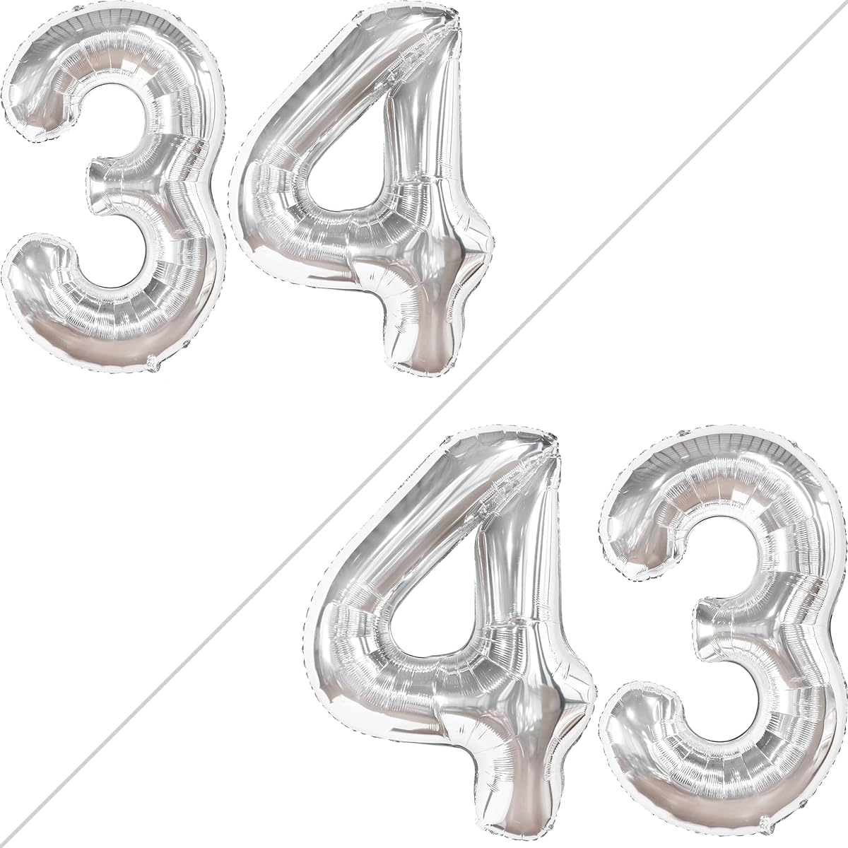 silver number 34 foil balloon