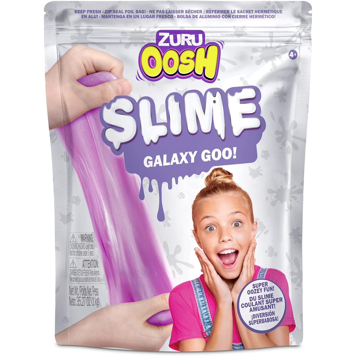 Oosh Slime Large Foil Bag 800g (Purple) ZURU Gooey Slime Epic Stretch Slime for Girls Kids