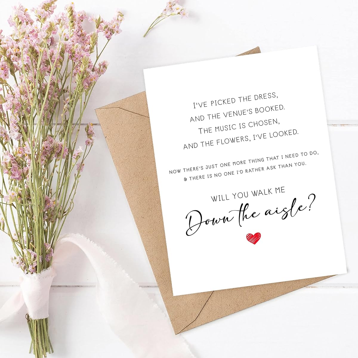 Will You Walk Me Down The Aisle - Proposal Note Card - No One I'd Rather Ask Poem - Gift from the Bride 1
