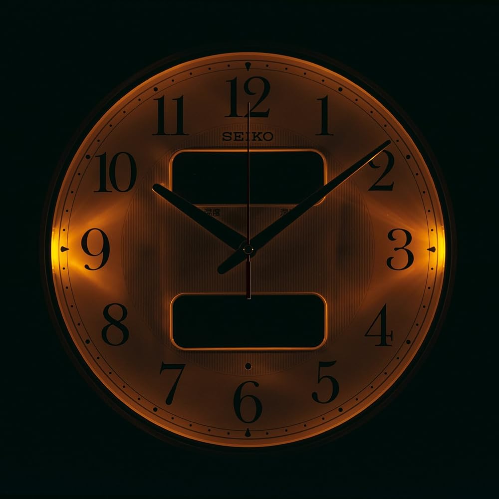 Seiko Clock Wall Clock Automatic Lighting Radio Analog Calendar Temperature Humidity Display Visible at Night Light Gold Pearl KX384S