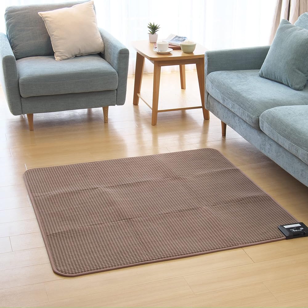 KODEN VWC111-LBH Hot Carpet, Integrated Type, 1 Tatami Square, Brown, Plaid Pattern, No Cover Required, Dani Clean, Slide Temperature Adjustment, 125 x 125 cm