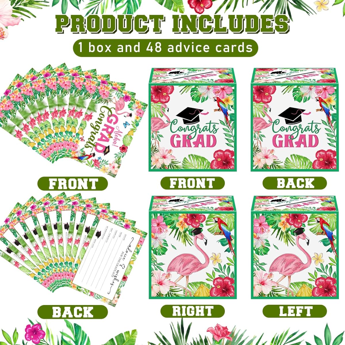 Hawaiian Graduation Card Box, Graduation Party Decorations Luau 2023 Class Card Box Congratulations Graduation Advice Cards Graduation Gifts High School College Graduation Party Supplies