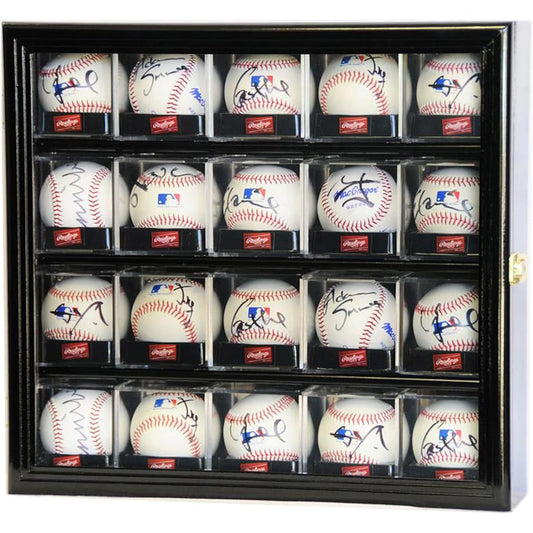20pcs Baseball Acrylic Cube Display Case Cabinet (Black)
