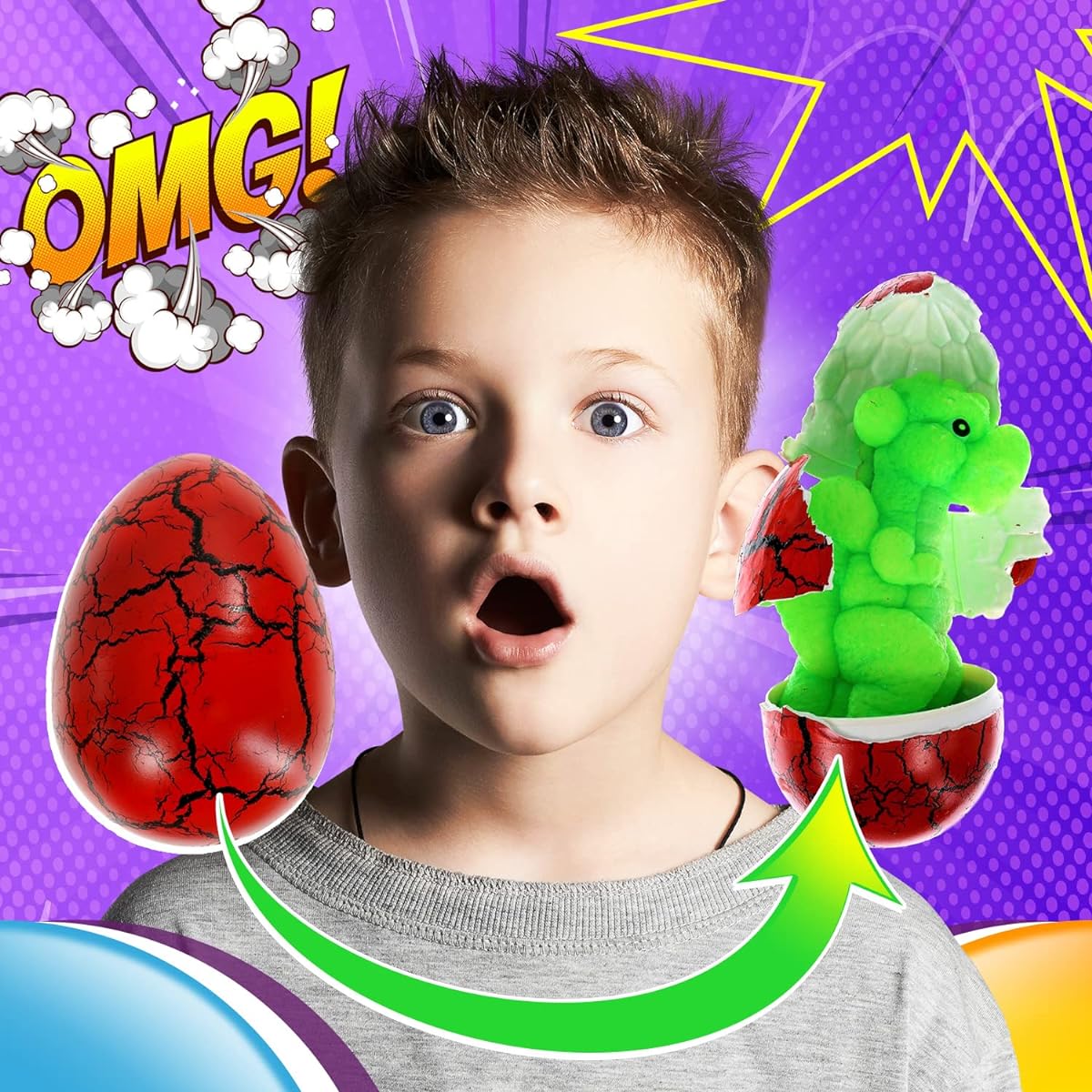 JA-RU Giant Hatching & Growing Dragon Eggs (12 Eggs) Magic Dinosaur Surprise Toy Hatching Toys with Bathing Toys. Easter Basket Stuffers Bulk Birthday Party Favors. 4604-12