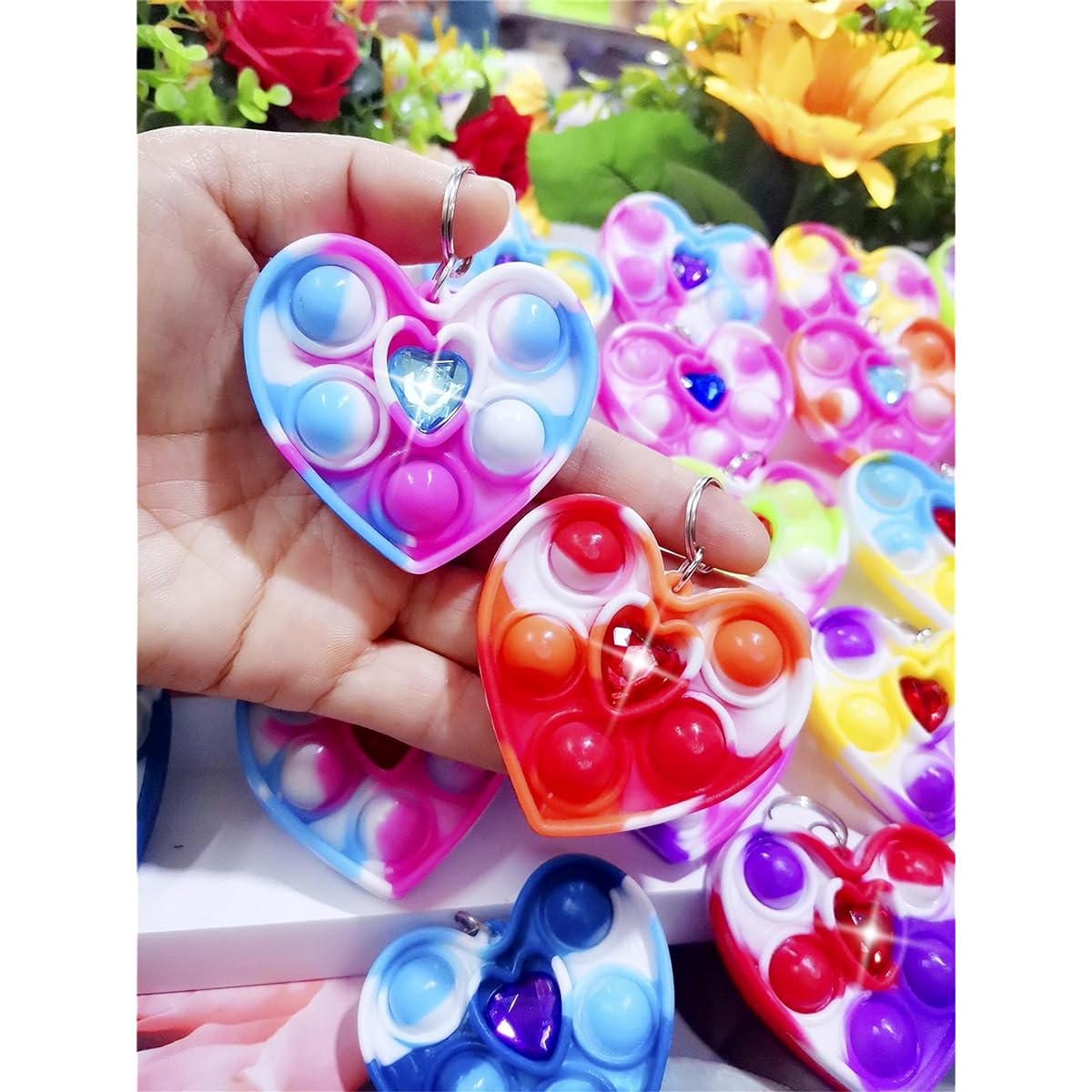 Fidget Bulk Heart Shaped Mini Pops for Adults and Kids as Valentine Wedding Party Favors or Classroom Student Gifts