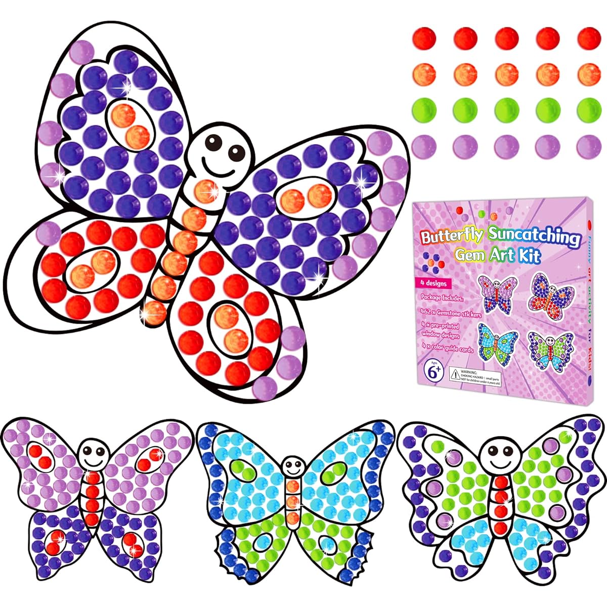 Spring Butterfly Arts & Crafts Sungemar Art Craft Suncatcher Kit for Kids Teenagers Kids Age 6-8 DIY Diamond Painting Kit for Girls Age 4 5 10 12