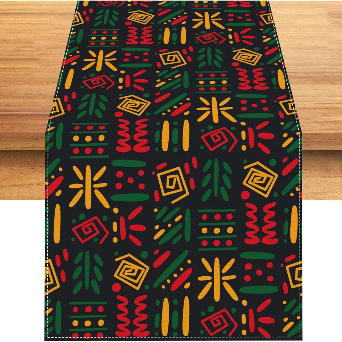 Rvsticty Linen Juneteenth Table Runner African American Black History Month Tablecloth Juneteenth Decorations and Supplies for Home Kitchen Table 13x72 Inch