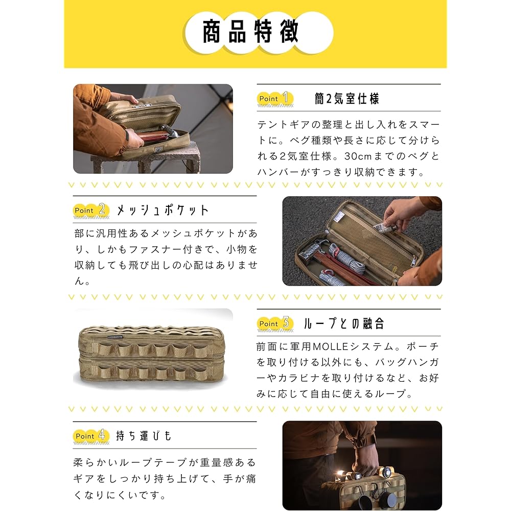 CAMPING MOON Peg Peg Hammer Lantern Storage 30cm Storage Case Tool Box Bag Goal Zero Pouch Coyote BG-30