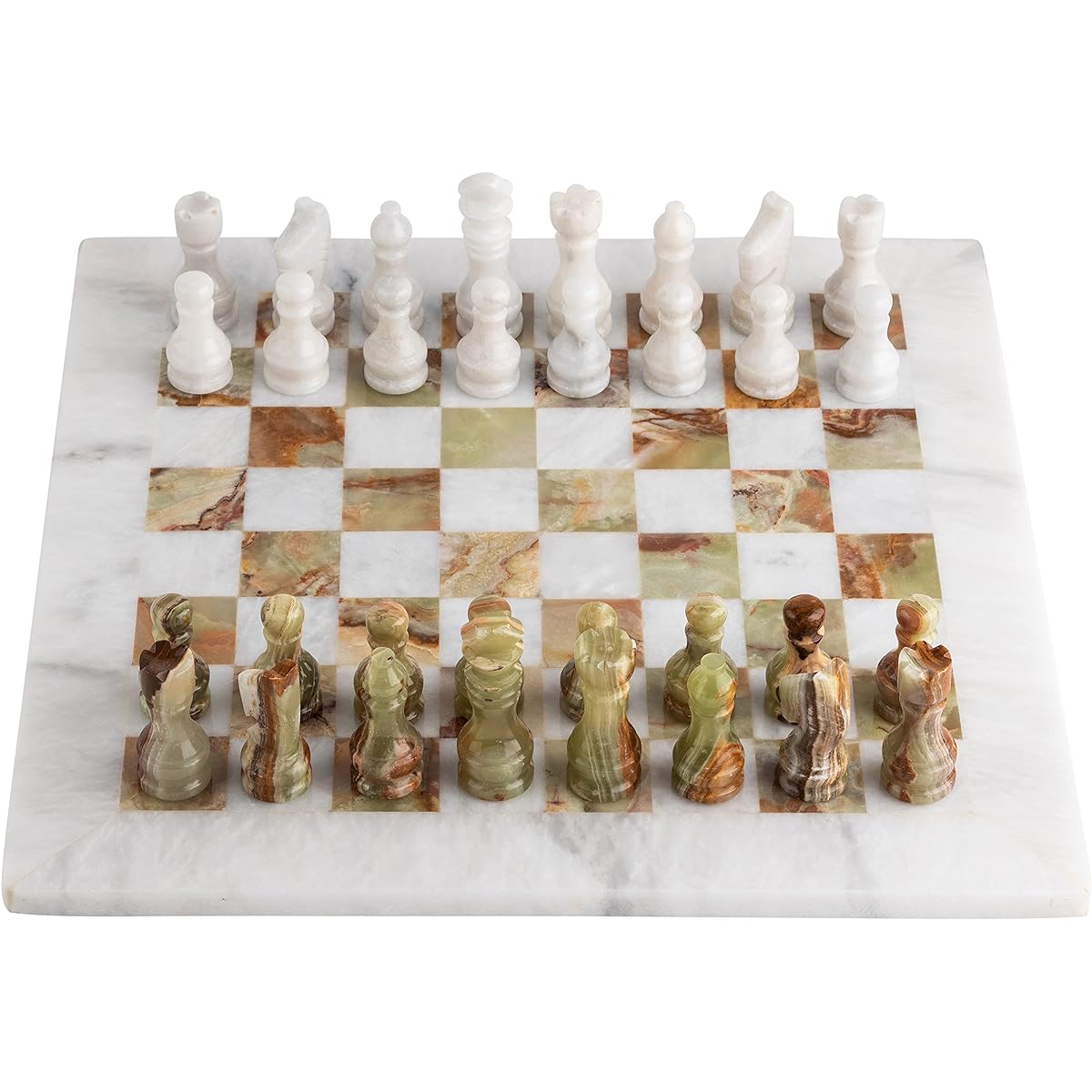 Handmade Marble Chess Set with Magnificent Stone Chess Board and Handcrafted Pieces