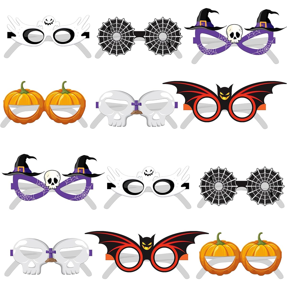 KatchOn Scary Halloween Glasses - 12 Pack, No DIY Required | Halloween Photo Booth Props, Pumpkin Halloween Glasses for Kids | Halloween Party Glasses for Halloween Decorations | Halloween Selfie Props