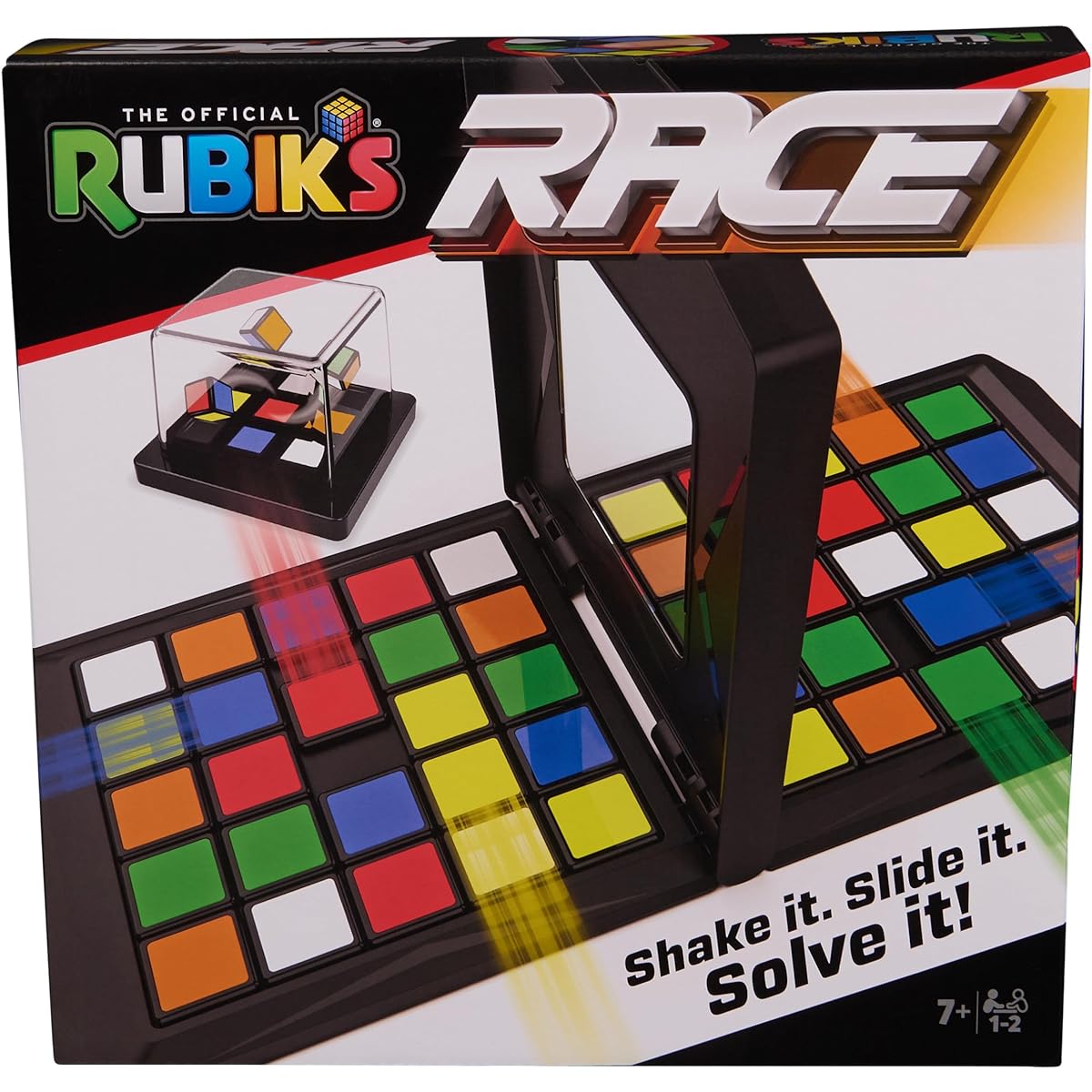 Rubik's Race, classic fast-paced strategy sequence brain teaser travel board game for 2 players speed solving showdown packaging may vary ages 7 and up.