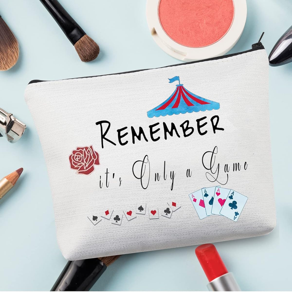 CMNIM Caraval Book Merchandise Circus Games Bookish Makeup Pouch Remember Its Only a Game for Caraval Series Book Lover Gift, Circus Games Bookish MB, 25.4*17.01*6.35cm, for Women.