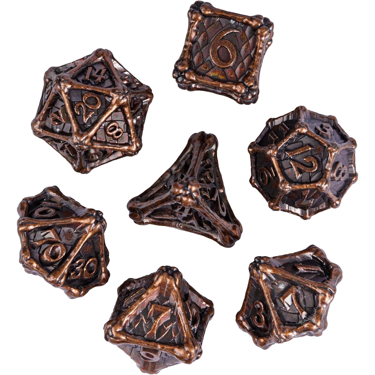 UDIXI Metal D&D Dice Set, 7 Dice Polyhedral Dice Set Dragonborn for Dungeons & Dragons, D&D Dice with Leather Bag for Role Playing Games
