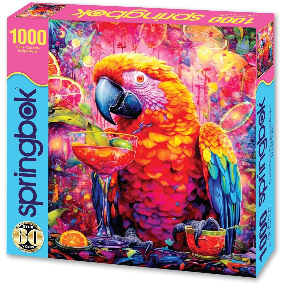 Springbok Paradise Parrot 1000 Piece Jigsaw Puzzle for Adults - Colorful Parrot Drinking a Margarita in a Jungle Paradise