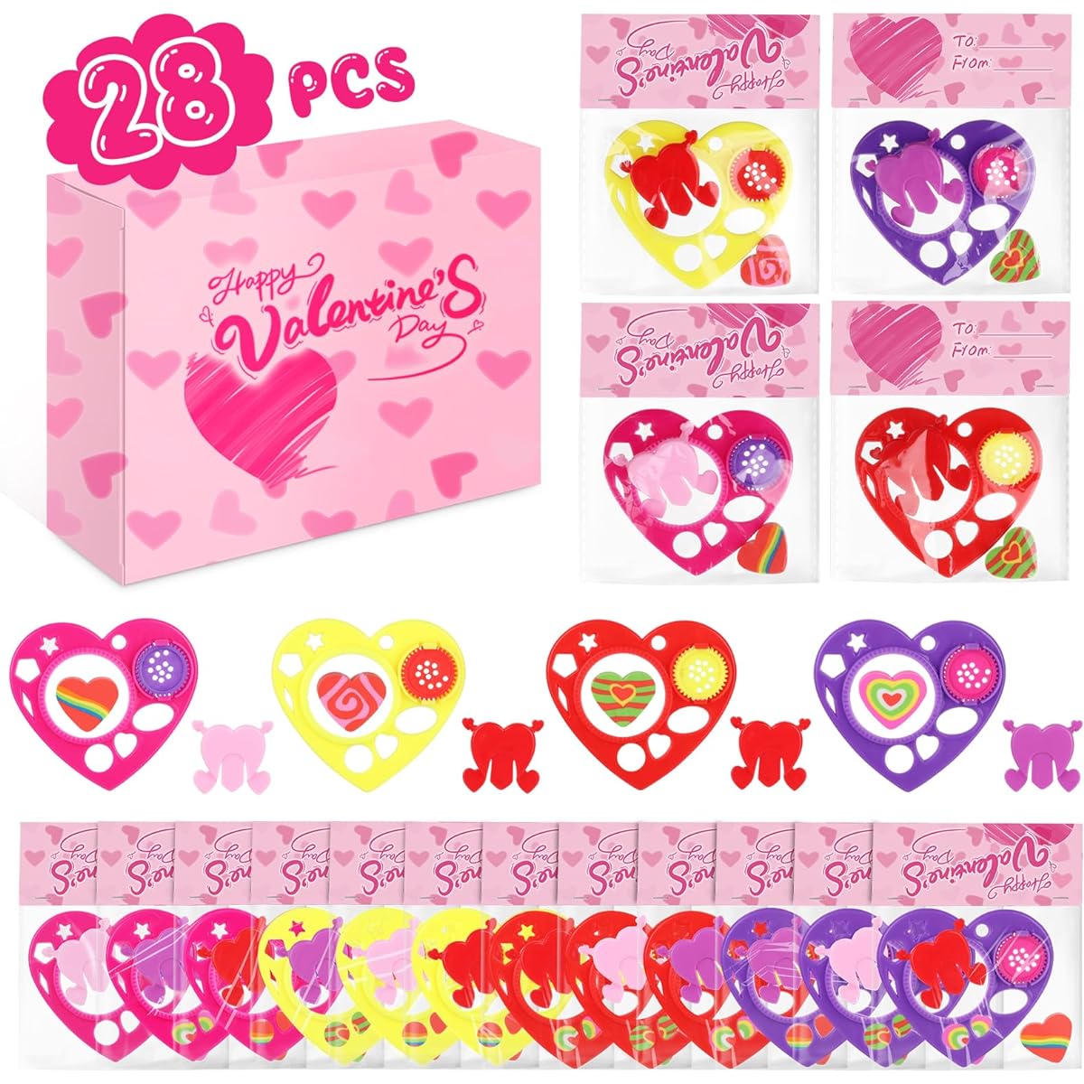 Nabance Valentine's Day Gifts 28 Pack Kids/School/Classroom/School/Classroom/Prizes Rewards/School/Classmates/Exchange Party Favors Class Party Gift Set