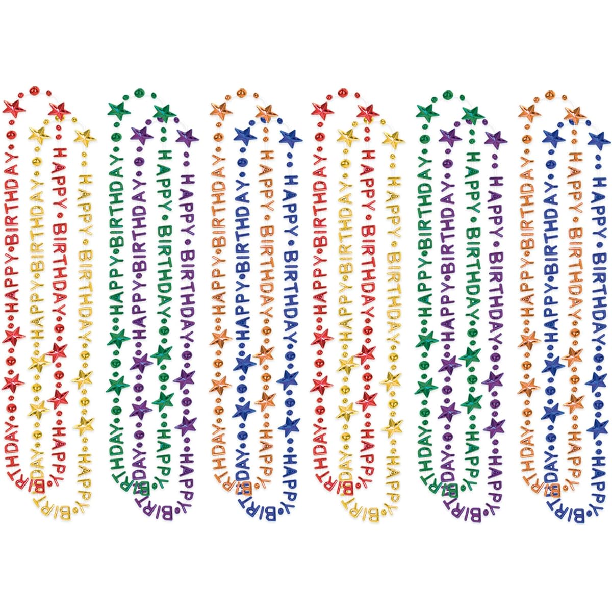 Beistle 57239-ASST 12-Pack Happy Birthday Beads-of-Expression Party Items, 36-Inch